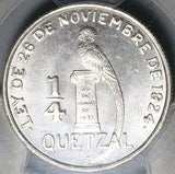 1949/8 PCGS MS 65 Guatemala 1/4 Quetzal Bird Silver Coin 25k POP 3/0 (25061802C)