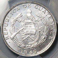 1949/8 PCGS MS 65 Guatemala 1/4 Quetzal Bird Silver Coin 25k POP 3/0 (25061802C)