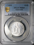 1949/8 PCGS MS 65 Guatemala 1/4 Quetzal Bird Silver Coin 25k POP 3/0 (25061802C)