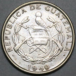 1949/8 Guatemala 1/4 Quetzal Bird AU 25k Rare Silver Coin (23123107R)