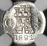 1821 NGC MS 66 Guatemala 1/4 Real Spain Colonial Lion Silver Coin (24070603C)