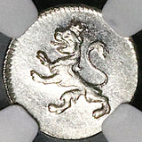 1821 NGC MS 66 Guatemala 1/4 Real Spain Colonial Lion Silver Coin (24070603C)