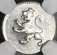 1821 NGC MS 66 Guatemala 1/4 Real Spain Colonial Lion Silver Coin (24070603C)