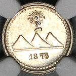 1875-P NGC MS 66 Guatemala 1/4 Real Volcanos Sun Gem Silver Coin (25081001C)