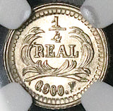 1875-P NGC MS 66 Guatemala 1/4 Real Volcanos Sun Gem Silver Coin (25081001C)