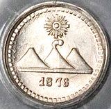 1876-P PCGS MS 67 Guatemala 1/4 Real Silver Volcano Scarce GEM Coin (24012601C)