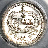 1876-P PCGS MS 67 Guatemala 1/4 Real Silver Volcano Scarce GEM Coin (24012601C)