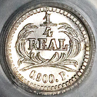 1876-P PCGS MS 67 Guatemala 1/4 Real Silver Volcano Scarce GEM Coin (24012601C)