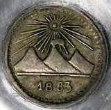 1883 PCGS XF 45 Guatemala 1/4 Real Volcanoes RARE Silver Coin POP 1/0 (26041401C)