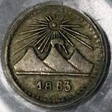1883 PCGS XF 45 Guatemala 1/4 Real Volcanoes RARE Silver Coin POP 1/0 (26041401C)