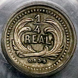 1883 PCGS XF 45 Guatemala 1/4 Real Volcanoes RARE Silver Coin POP 1/0 (26041401C)