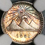 1885 NGC MS 65+ Guatemala 1/4 Real Volcanoes Key Silver Gem BU Coin POP 1/1 (20032302D)
