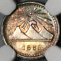 1885 NGC MS 65+ Guatemala 1/4 Real Volcanoes Key Silver Gem BU Coin POP 1/1 (20032302D)