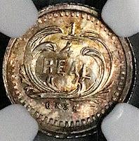 1885 NGC MS 65+ Guatemala 1/4 Real Volcanoes Key Silver Gem BU Coin POP 1/1 (20032302D)