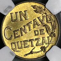 1943 NGC MS 64 Guatemala 1 Centavo Quetzal Bird Key Date Coin (24101501C)