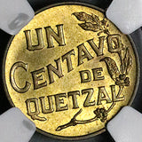 1943 NGC MS 64 Guatemala 1 Centavo Quetzal Bird Key Date Coin (24101501C)