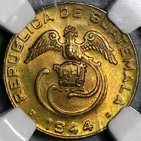 1944 NGC MS 65 Guatemala 1 Centavo Quetzal Bird Maya Mint State Coin (23122001C)