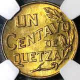 1944 NGC MS 65 Guatemala 1 Centavo Quetzal Bird Maya Mint State Coin (23122001C)