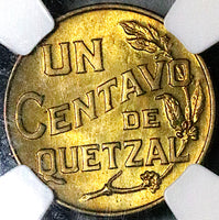 1944 NGC MS 65 Guatemala 1 Centavo Quetzal Bird Maya Mint State Coin (23122001C)