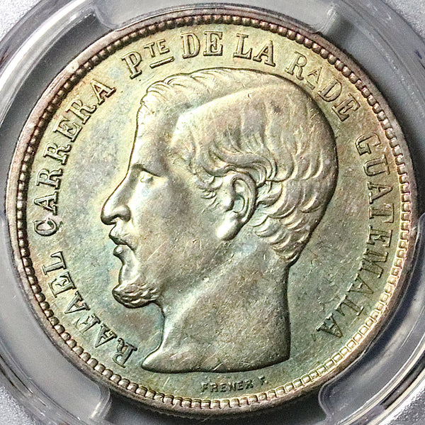 1864-R PCGS AU Guatemala 1 Peso Carrera Silver Coin (24060801C)