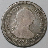 1772 G Guatemala 1 Real Fine Charles III Spain Colonial Rare 3 Year Silver Coin (25062801R)