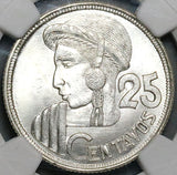 1951 NGC MS 66 Guatemala 25 Centavos Maya Girl Rare 11k Silver Coin POP 3/0 (25072302C)