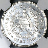 1951 NGC MS 66 Guatemala 25 Centavos Maya Girl Rare 11k Silver Coin POP 3/0 (25072302C)
