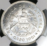 1951 NGC MS 66 Guatemala 25 Centavos Maya Girl Rare 11k Silver Coin POP 3/0 (25072302C)
