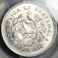 1956 PCGS MS 64 Guatemala 25 Centavos Maya Girl Mint State Silver Coin (25040502C)