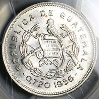 1956 PCGS MS 64 Guatemala 25 Centavos Maya Girl Mint State Silver Coin (25040502C)