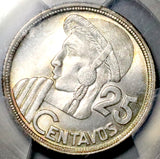 1956 PCGS MS 66 Guatemala 25 Centavos Maya Girl GEM Mint State Silver Coin (26081401C)