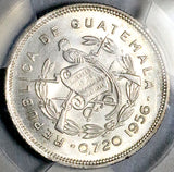 1956 PCGS MS 66 Guatemala 25 Centavos Maya Girl GEM Mint State Silver Coin (26081401C)