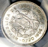 1956 PCGS MS 66 Guatemala 25 Centavos Maya Girl GEM Mint State Silver Coin (26081401C)