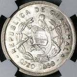 1959 NGC MS 64 Guatemala 25 Centavos Maya Girl Mint State Silver Coin (23110602C)