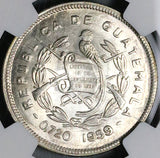 1959 NGC MS 64 Guatemala 25 Centavos Maya Girl Mint State Silver Coin (23110602C)