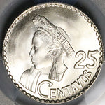 1963 PCGS MS 67 Guatemala 25 Centavos Maya Girl Gem Mint State Silver Coin (25032401D)