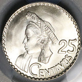 1963 PCGS MS 67 Guatemala 25 Centavos Maya Girl Gem Mint State Silver Coin (25032401D)