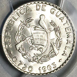 1963 PCGS MS 67 Guatemala 25 Centavos Maya Girl Gem Mint State Silver Coin (25032401D)