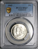 1963 PCGS MS 67 Guatemala 25 Centavos Maya Girl Gem Mint State Silver Coin (25032401D)