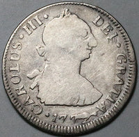 1772 G Guatemala 2 Reales Fine Charles III Spain Colonial Rare Silver Coin (25071602R)
