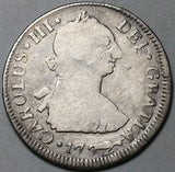 1772 G Guatemala 2 Reales Fine Charles III Spain Colonial Rare Silver Coin (25071602R)