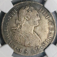 1802 NGC VF 30 Guatemala 2 Reales Colonial Spain Charles III Silver Coin (25091401C)