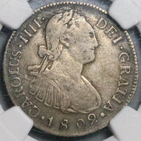 1802 NGC VF 30 Guatemala 2 Reales Colonial Spain Charles III Silver Coin (25091401C)
