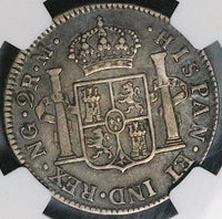 1802 NGC VF 30 Guatemala 2 Reales Colonial Spain Charles III Silver Coin (25091401C)