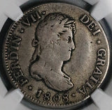 1808 NGC VF 25 Guatemala 2 Reales Colonial Spain Ferdinand VII Silver Coin (26052403C)