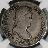 1808 NGC VF 25 Guatemala 2 Reales Colonial Spain Ferdinand VII Silver Coin (26052403C)