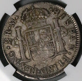 1808 NGC VF 25 Guatemala 2 Reales Colonial Spain Ferdinand VII Silver Coin (26052403C)