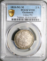 1810 PCGS VF 35 Guatemala 2 Reales Colonial Spain Ferdinand VII Silver Coin (25050401R)
