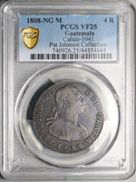 1808 PCGS VF 25 Guatemala 4 Reales Colonial Spain Ferdinand VII Bust Charles IV Coin POP 1/1 (25051902D)