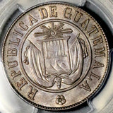 1870 PCGS UNC Guatemala 50 Centavos Sun Volcanoes Silver Coin (26070301D)